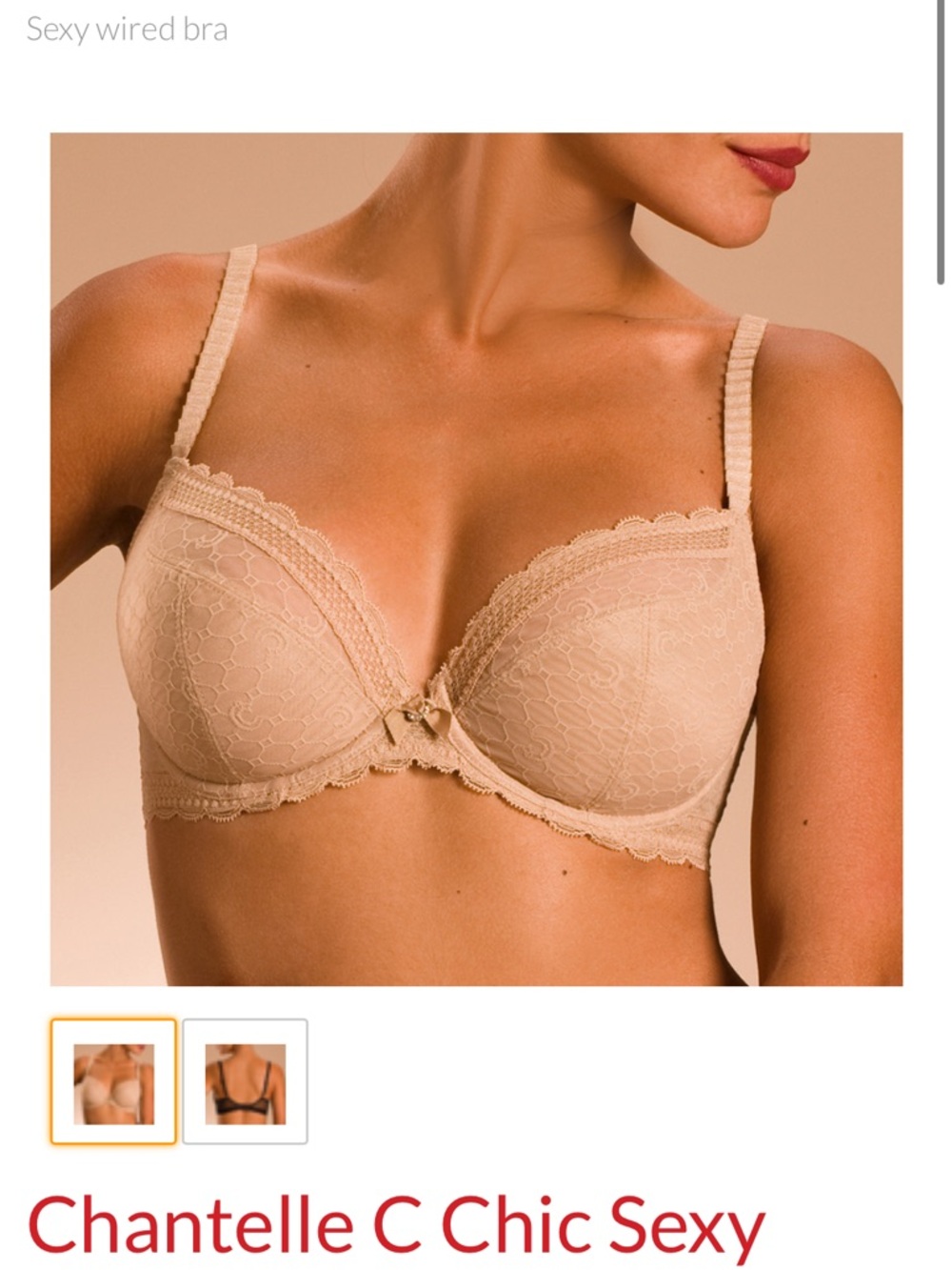 Chantelle 30 DDD style C-Chic Lace Underwire Bra in Nude-Beige